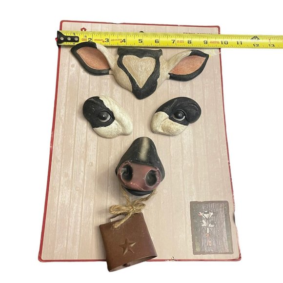 Red Shed Home Gifts Farm Animal Tree Face Cow Bell Art Outdoors Yard Decor NEW - Picture 7 of 7